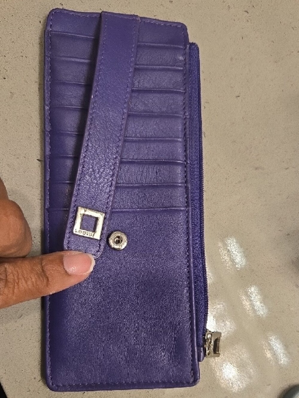 Lodis Purple Leather Zip-Around Card Organizer Wallet - Picture 5 of 5
